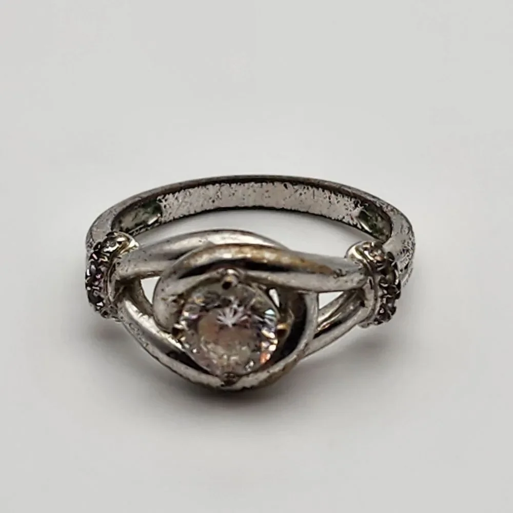 Avon NVC Eternal Promise Silver Tone & Clear CZ Ring (8)